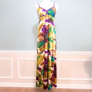 Vintage Y2K Babydoll Maxi Dress Women M Resort Luau Beach Stretch Boho Hippie